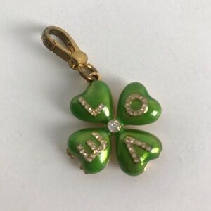 Juicy Couture Y2K Green Rhinestone Shamrock Clover Love Locket Bracelet Charm